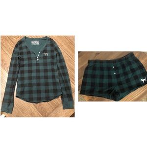 VS Pink sleep in matching top with bottoms